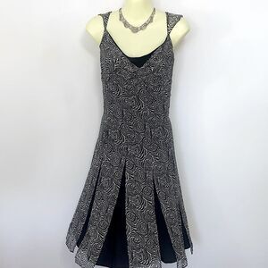 BCBG Dress Geometric Drop Waist Panel Skirt Silk Sz 6 Excellent